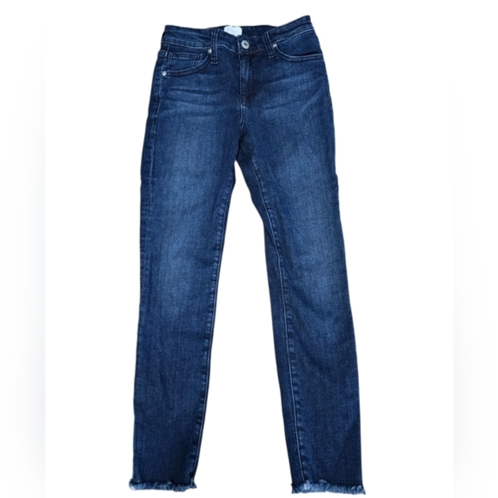 Jonathan Simkhai Standard Dark Wash Frayed Hem Skinny Jeans Size 25‎ Made in USA